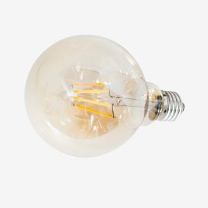 Jotex Dekorative, dimmbare LED-Filament-Globelampe, E27, 4 W, Ø 125 mm, Bernstein